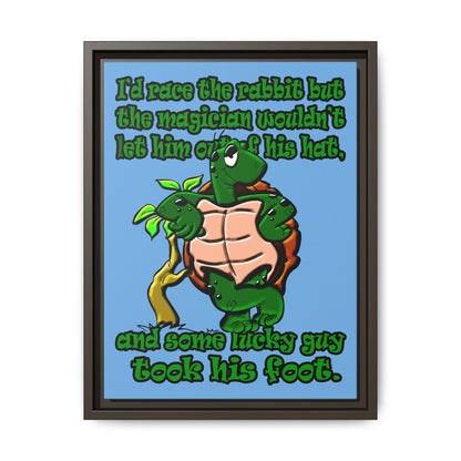 turtle race - framed canvas art (light blue)