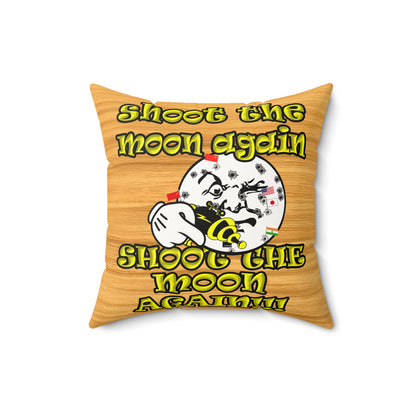 shoot the moon again - Faux Suede Square Pillow - (butterscotch wood finish)