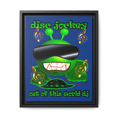 disc jockey - framed canvas art (dark blue)