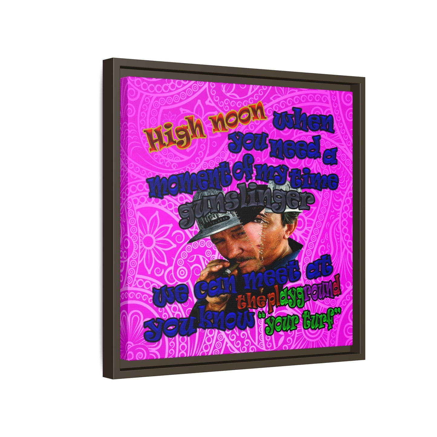 high noon - framed canvas art (pink swirl)