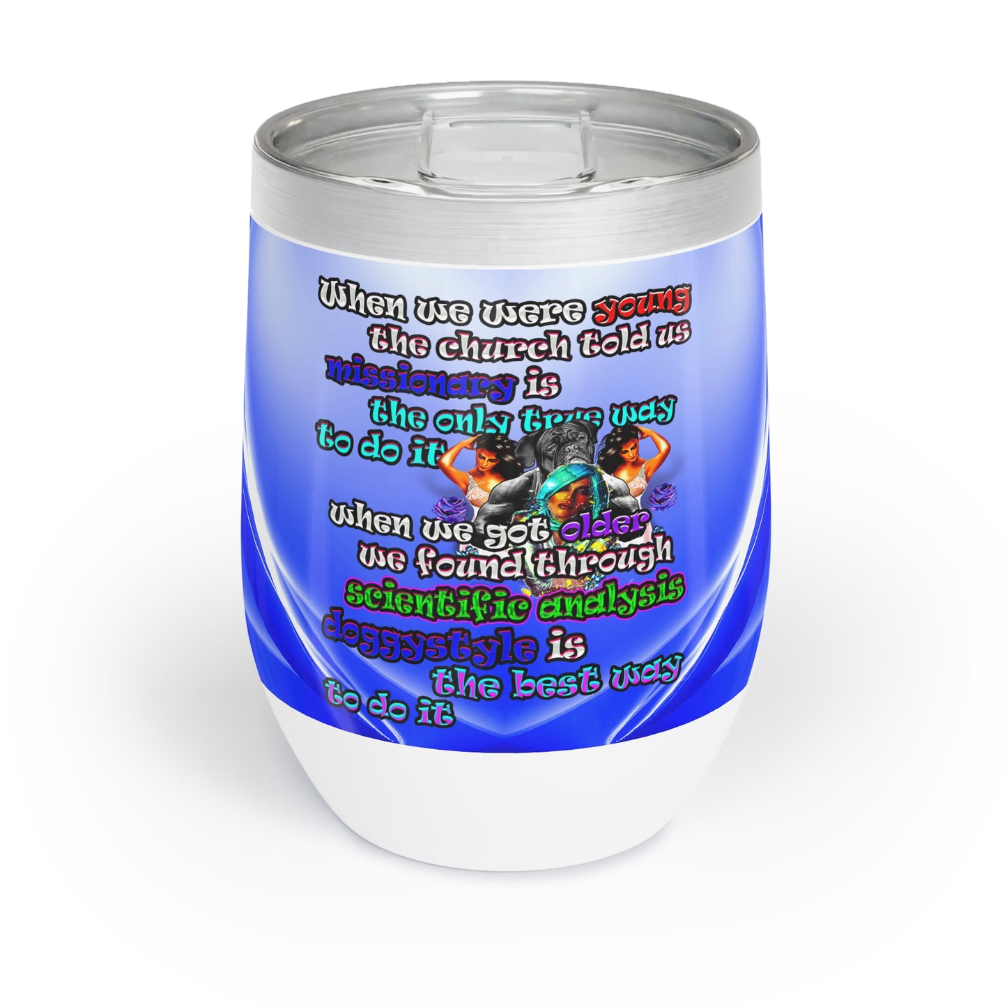 doggystyle - Chill Wine Tumbler (blue-white wave)