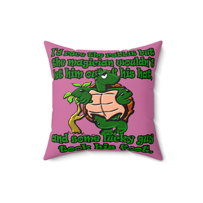 turtle race - Faux Suede Square Pillow - (light pink)