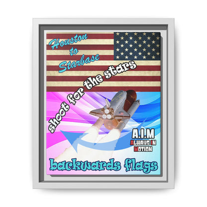 shoot for the stars - framed canvas art (light blue-pink wave)