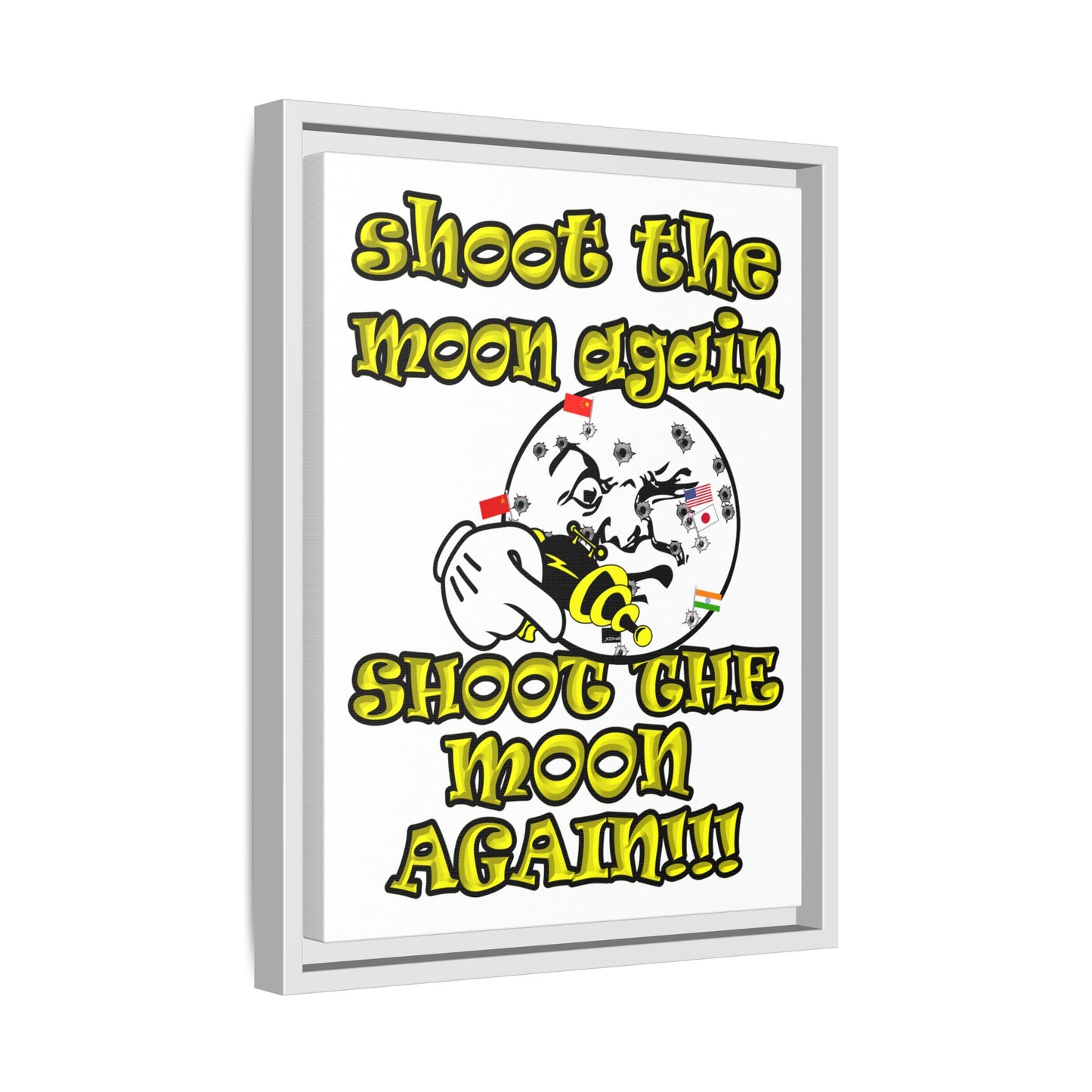shoot the moon again - framed canvas art (white)
