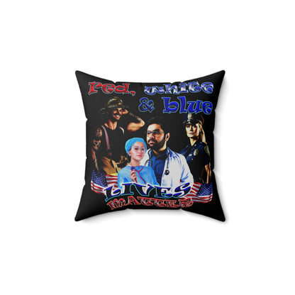 rw&b lives matter - Spun Polyester Square Pillow - (black)