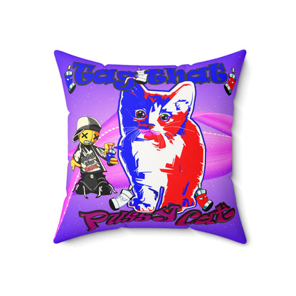 tag that - Faux Suede Square Pillow - (purple-pink wave)