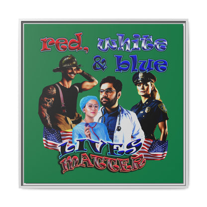 rw&b lives matter - framed canvas art (dark green)