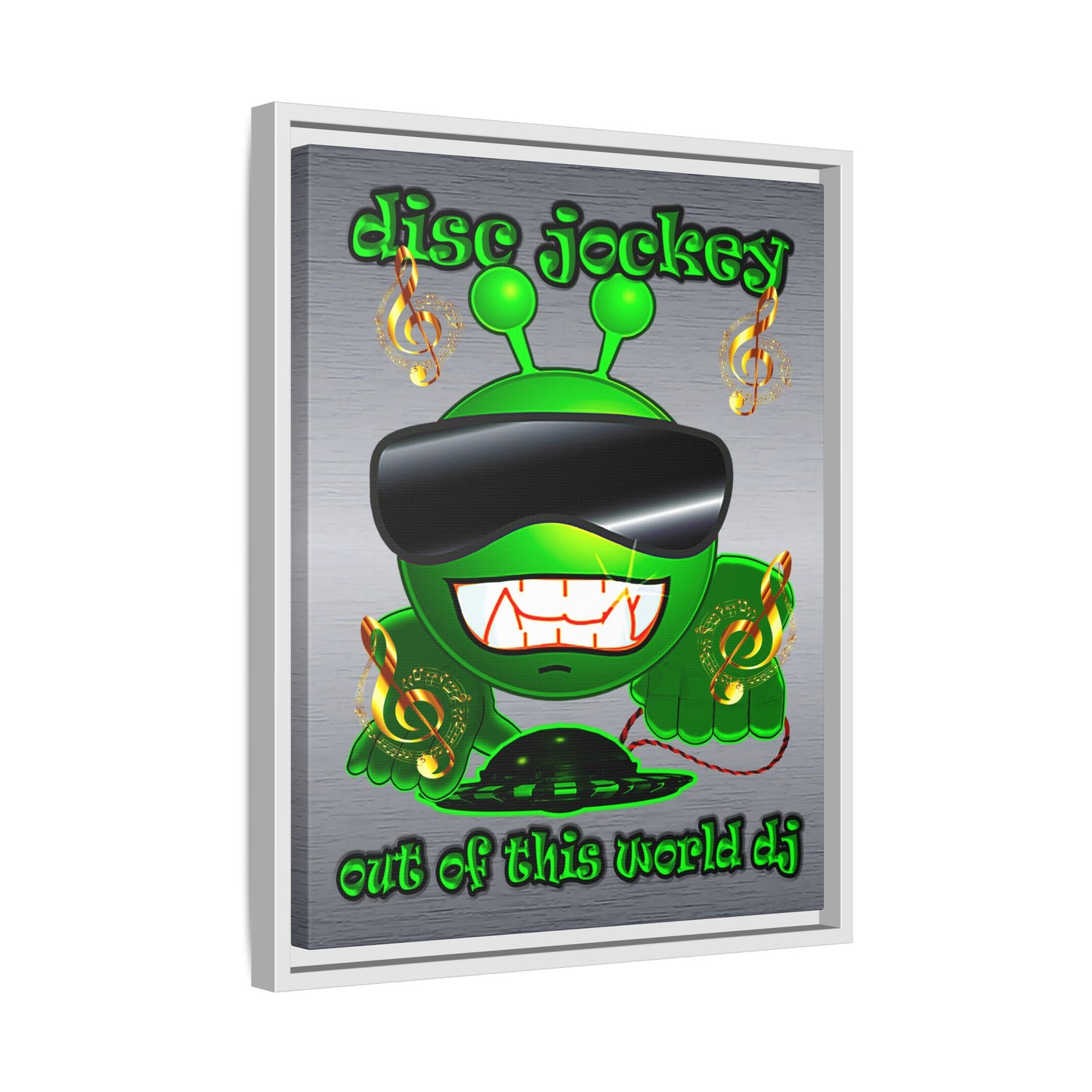 disc jockey - framed canvas art (brushed nickel)