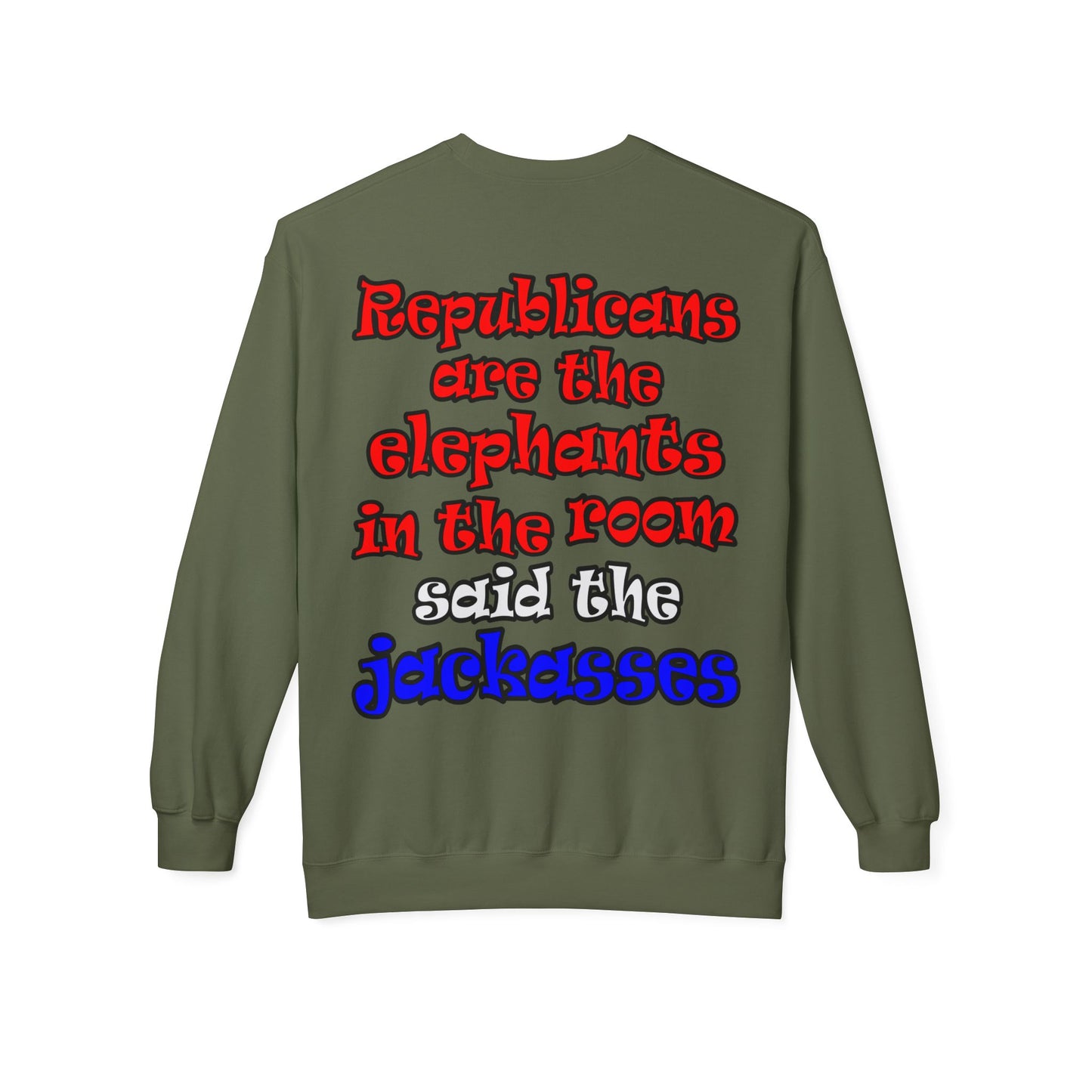 donkeys and elephants - Unisex Midweight Softstyle Fleece Crewneck Sweatshirt