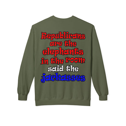 donkeys and elephants - Unisex Midweight Softstyle Fleece Crewneck Sweatshirt