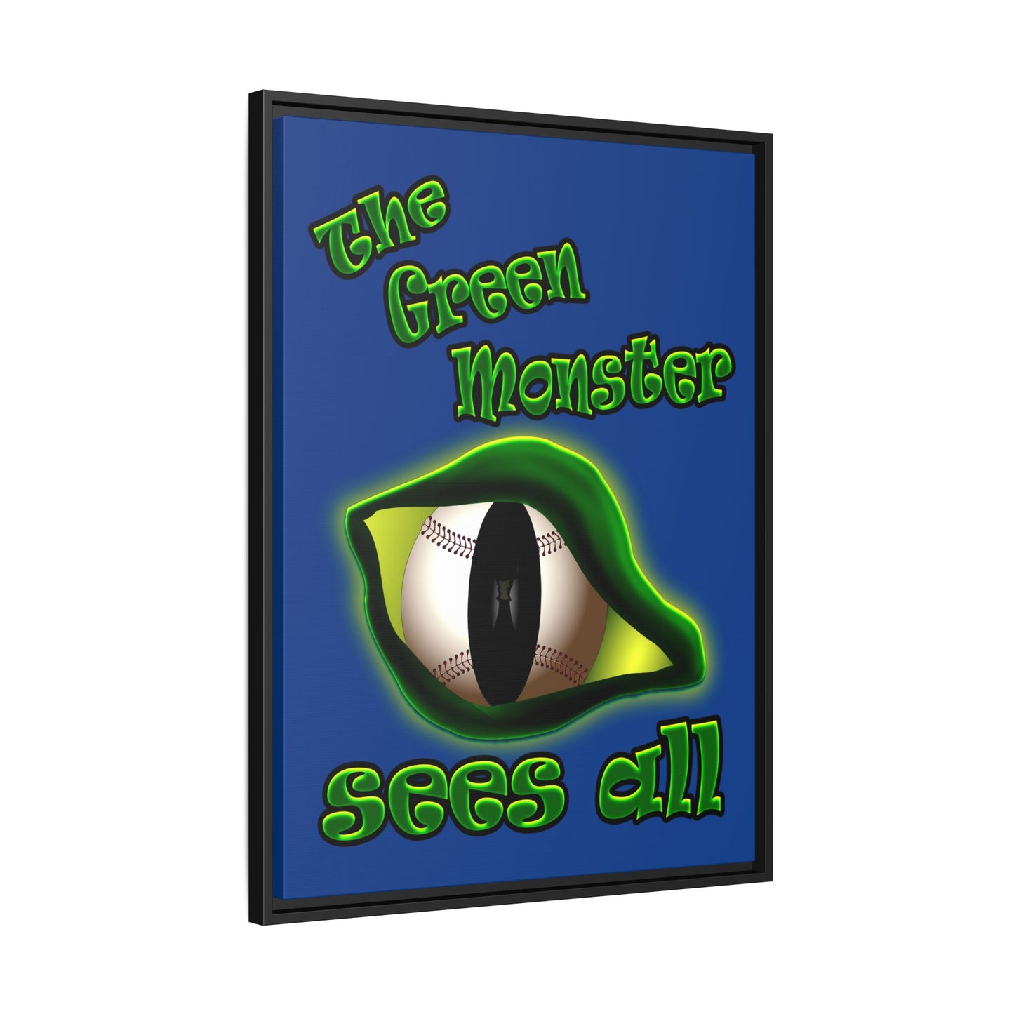 green monster - framed canvas art (dark blue)