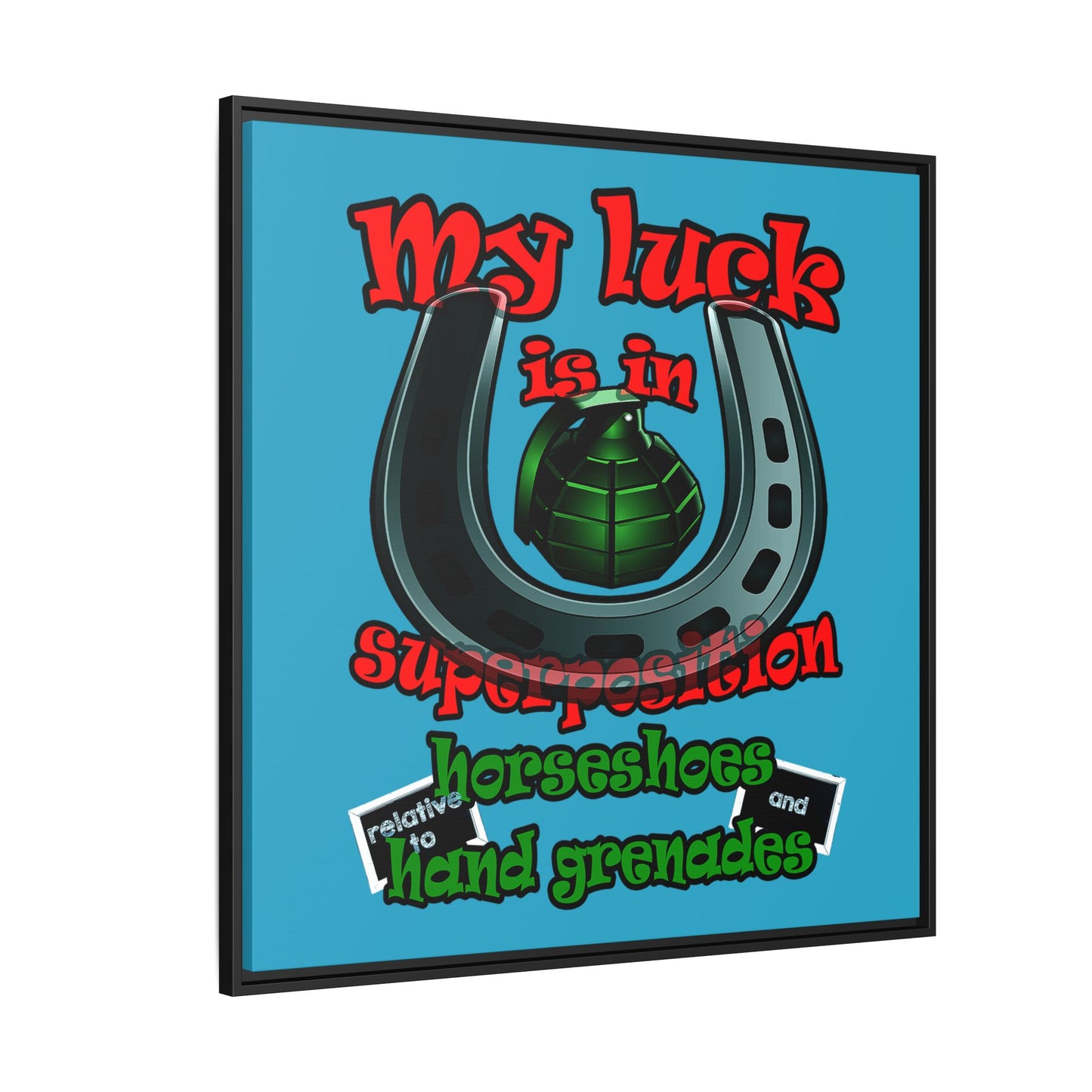 my luck - framed canvas art (turquoise)