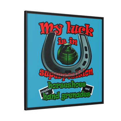 my luck - framed canvas art (turquoise)