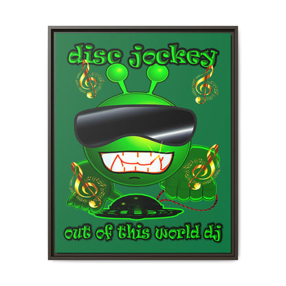disc jockey - framed canvas art (dark green)