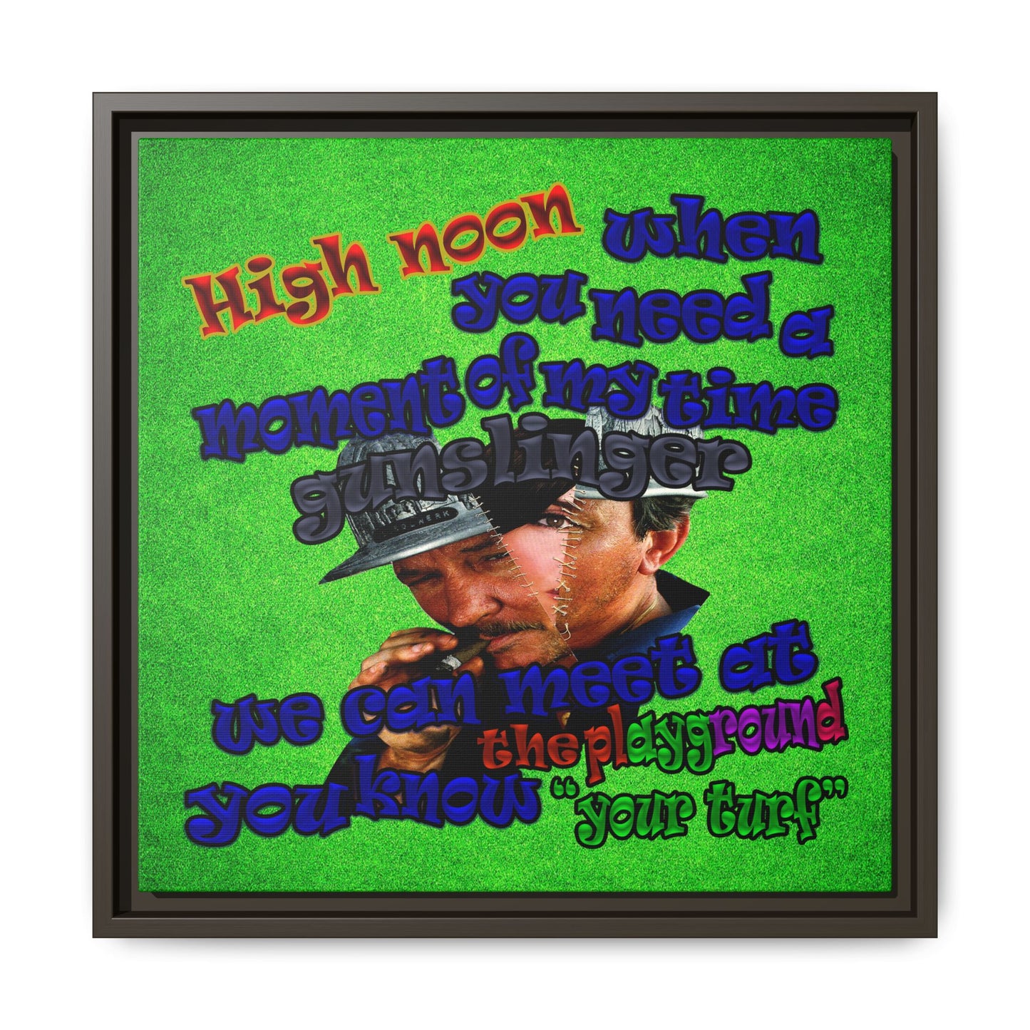 high noon - framed canvas art (green turf)