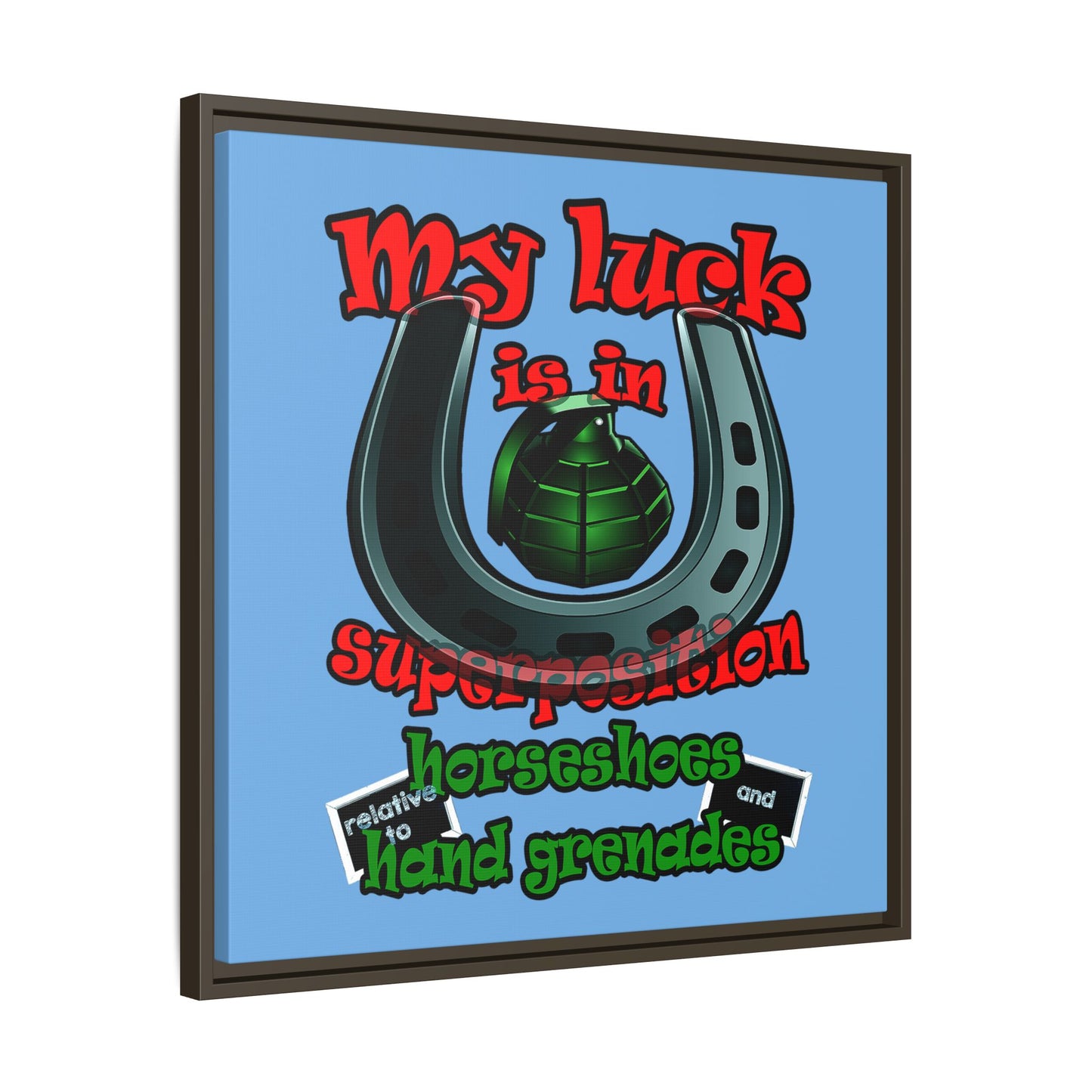 my luck - framed canvas art (light blue)