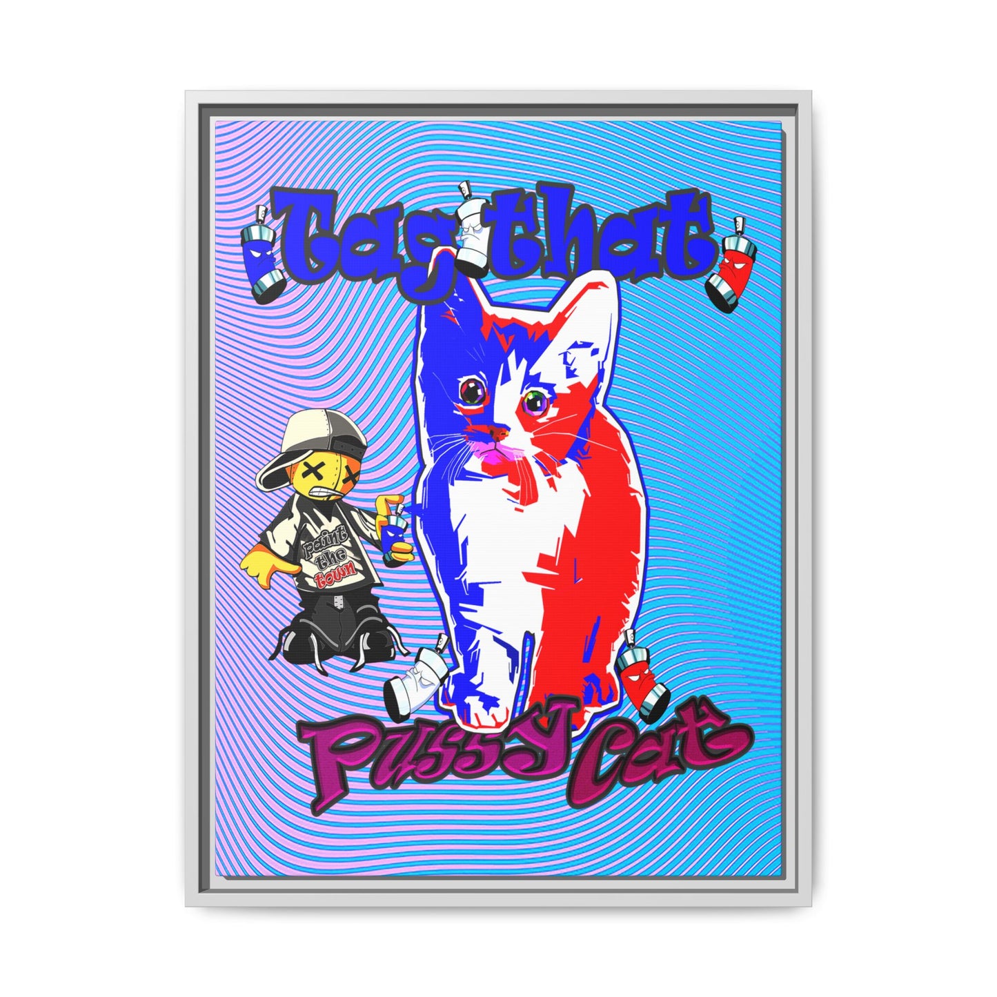 tag that - framed canvas art (light blue-purple wave)