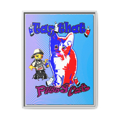 tag that - framed canvas art (light blue-purple wave)