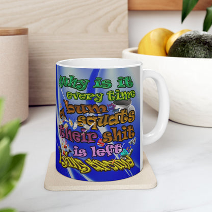 the bum's shit - White Mug (blue-white wave)
