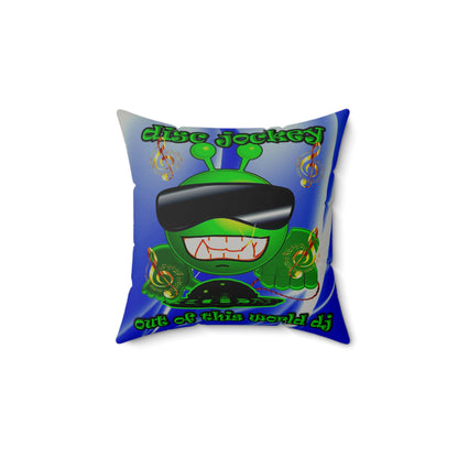 disc jockey - Faux Suede Square Pillow - (blue-white wave)