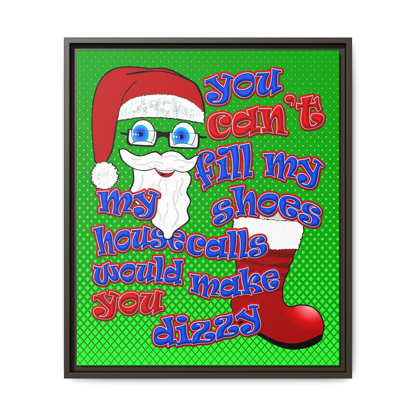 santa's shoes - framed canvas art (logo green)
