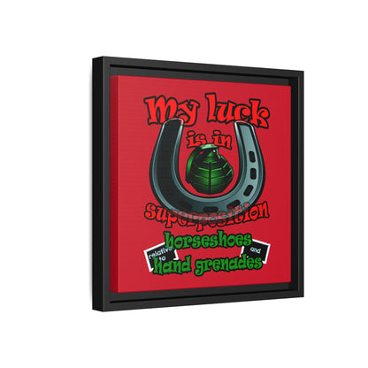 my luck - framed canvas art (dark red)