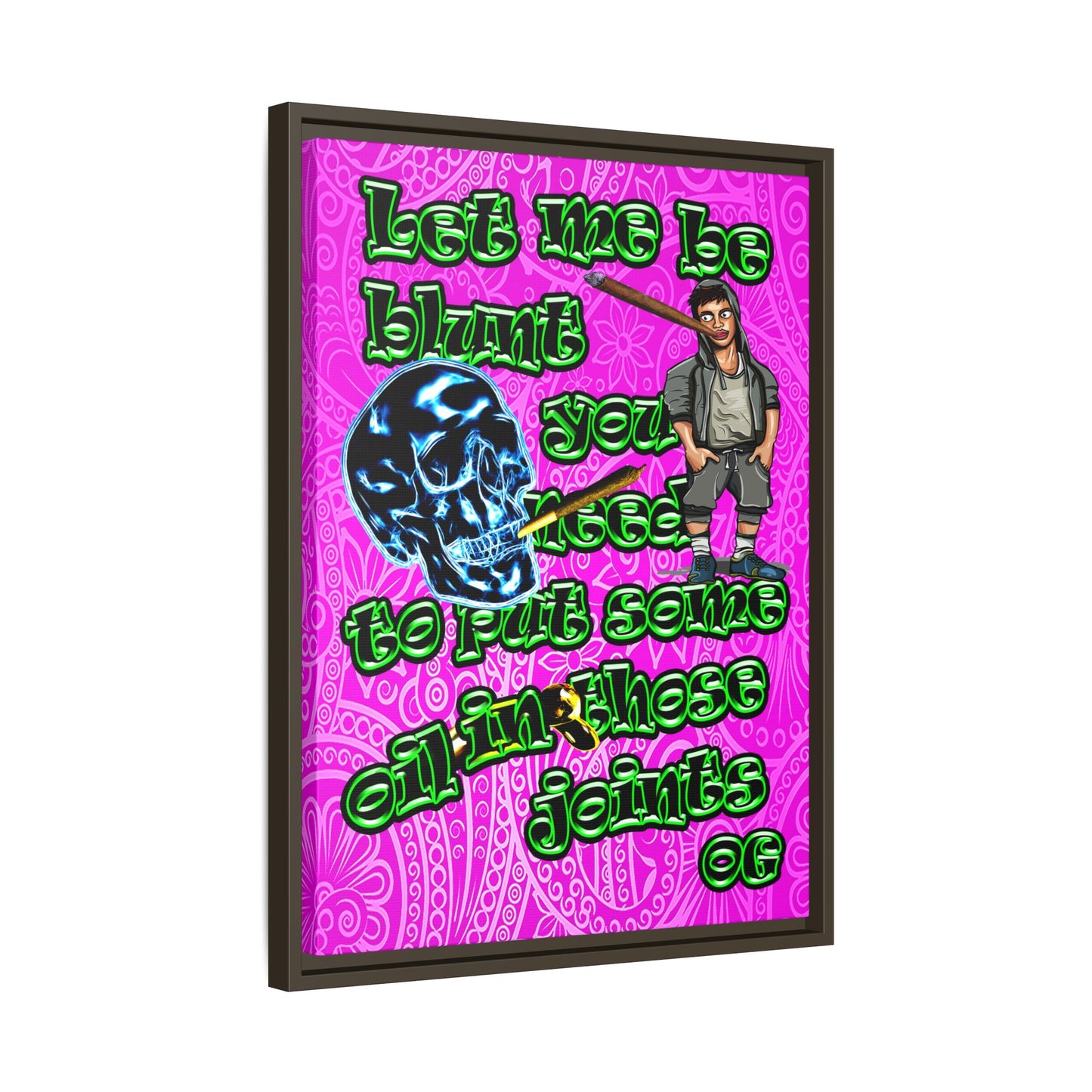 og - framed canvas art (pink swirl)
