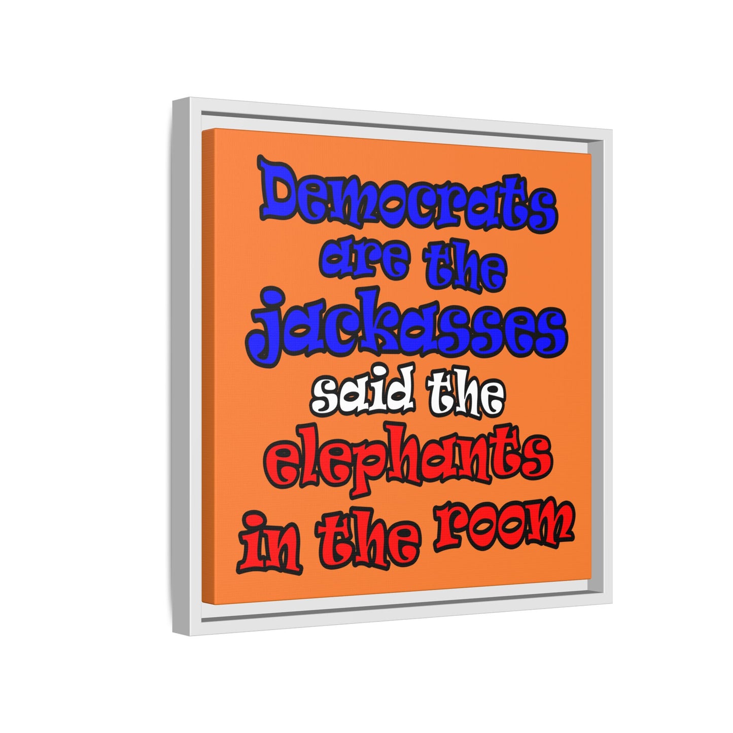donkeys and elephants - framed canvas art (crusta)