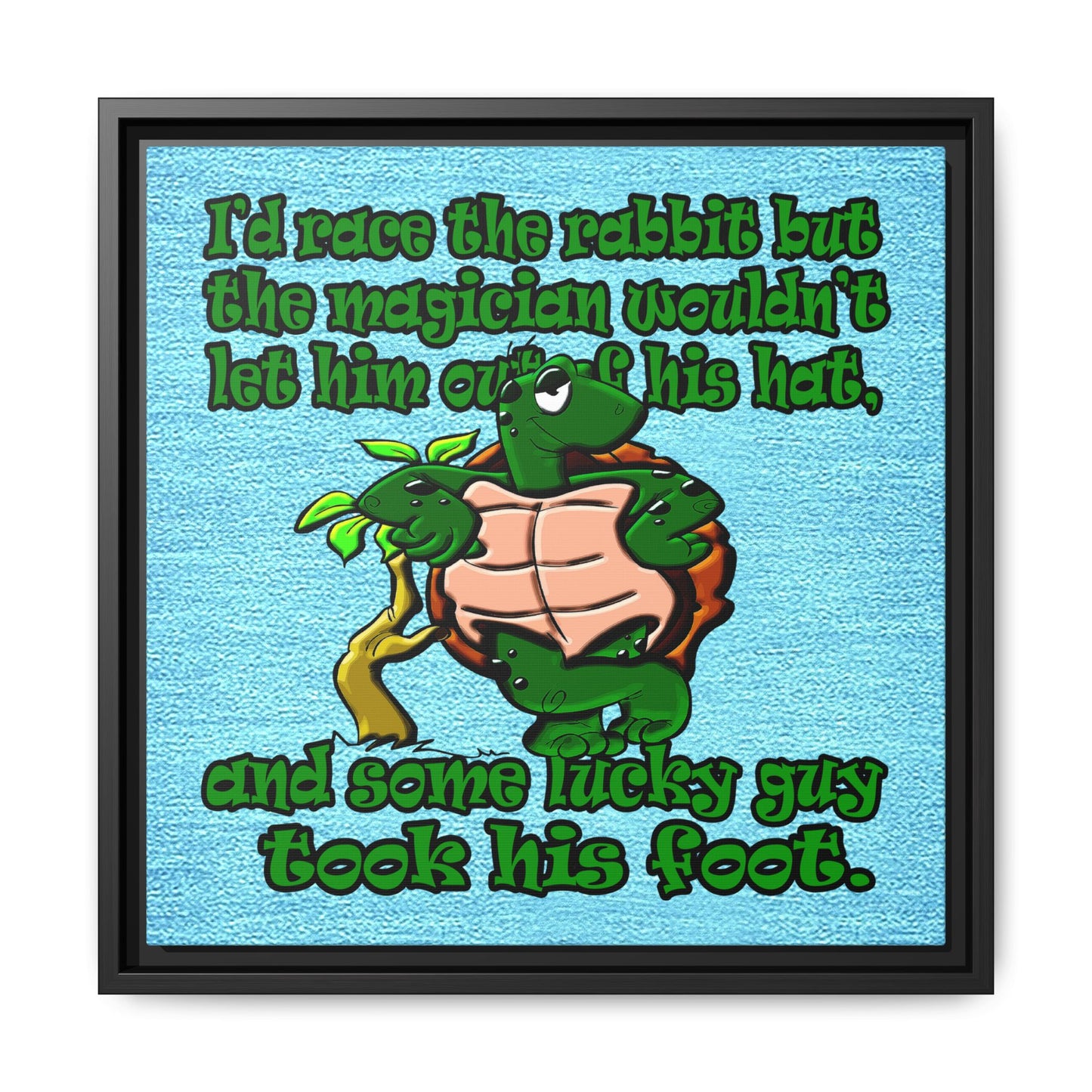 turtle race - framed canvas art (faded blue)