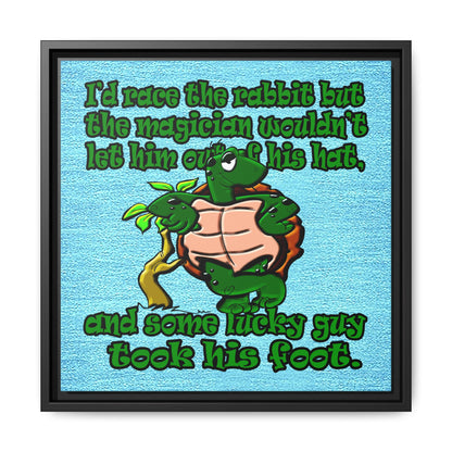 turtle race - framed canvas art (faded blue)