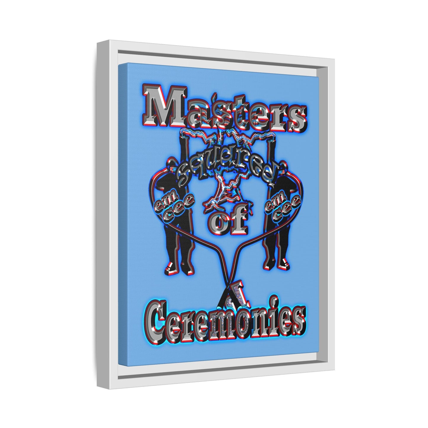 em cee squared - framed canvas art (light blue)