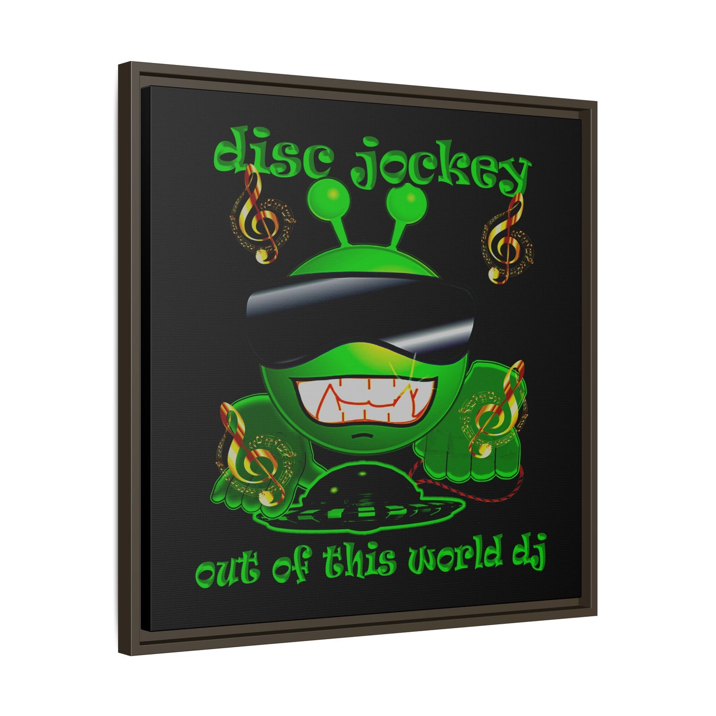 disc jockey - framed canvas art (black)