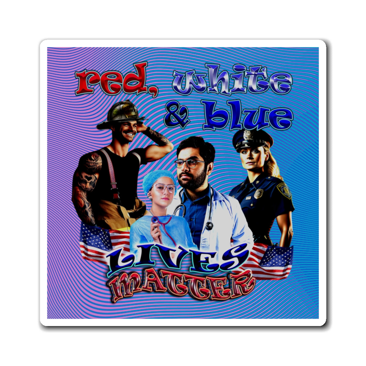 rw&b lives matter - Magnets - (light blue-purple wave)