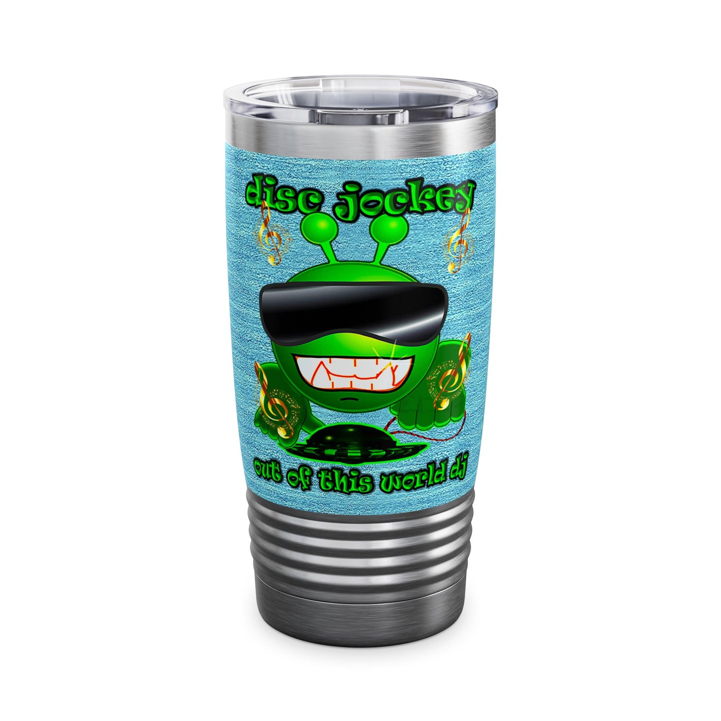 disc jockey - Ringneck Tumbler, 20oz (faded blue)