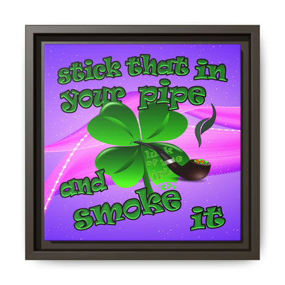 stick that in your pipe and smoke it - framed canvas art (purple-pink wave)