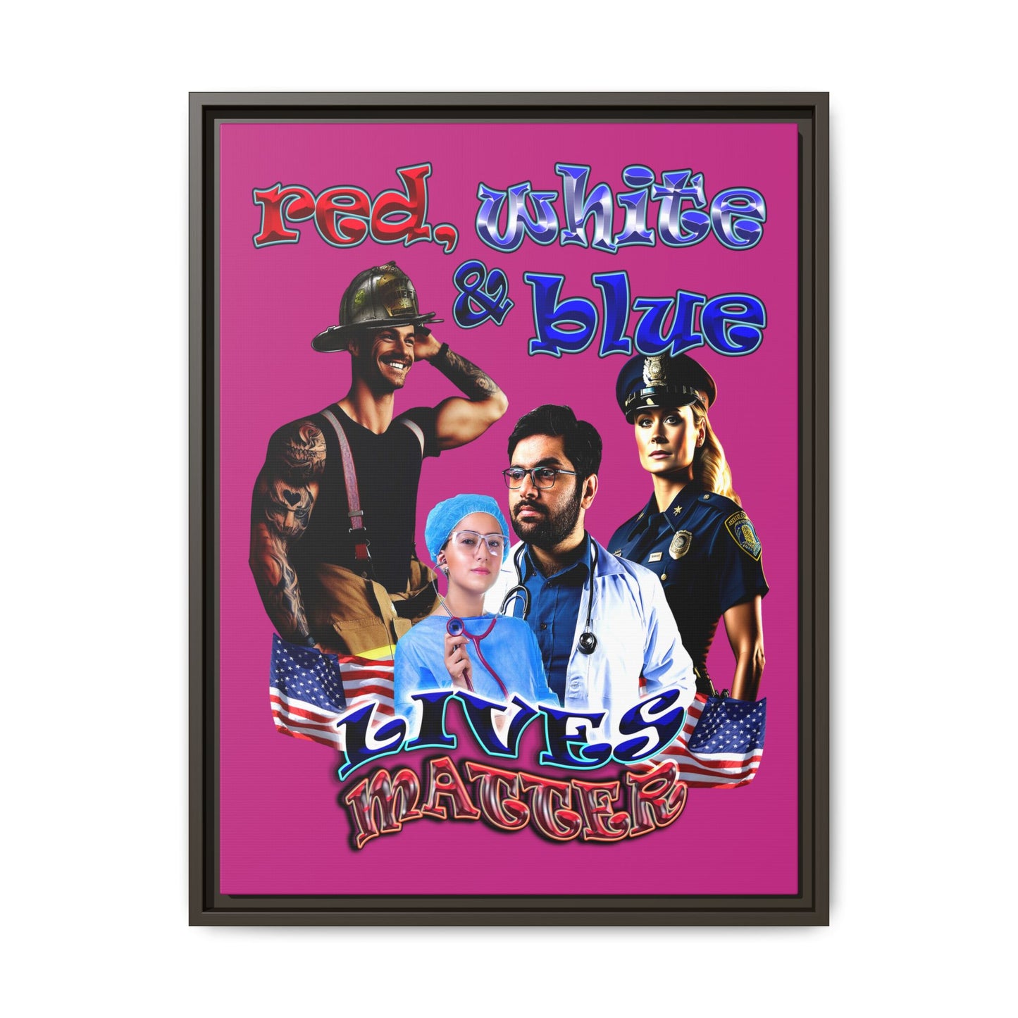 rw&b lives matter - framed canvas art (pink)