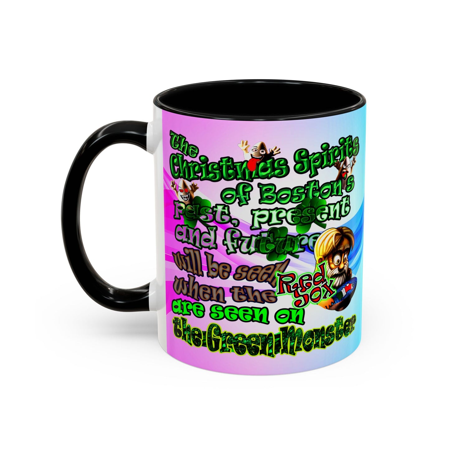 christmas spirits of boston - Accent Mug (light blue-pink wave)