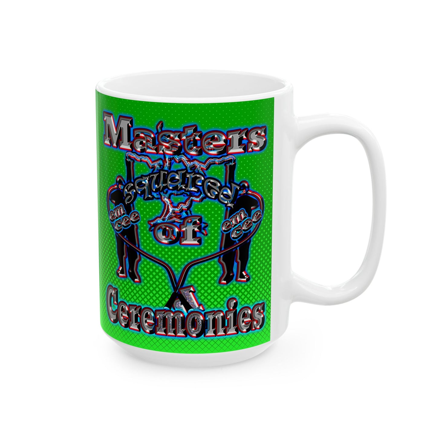 em cee squared - White Mug (logo green)