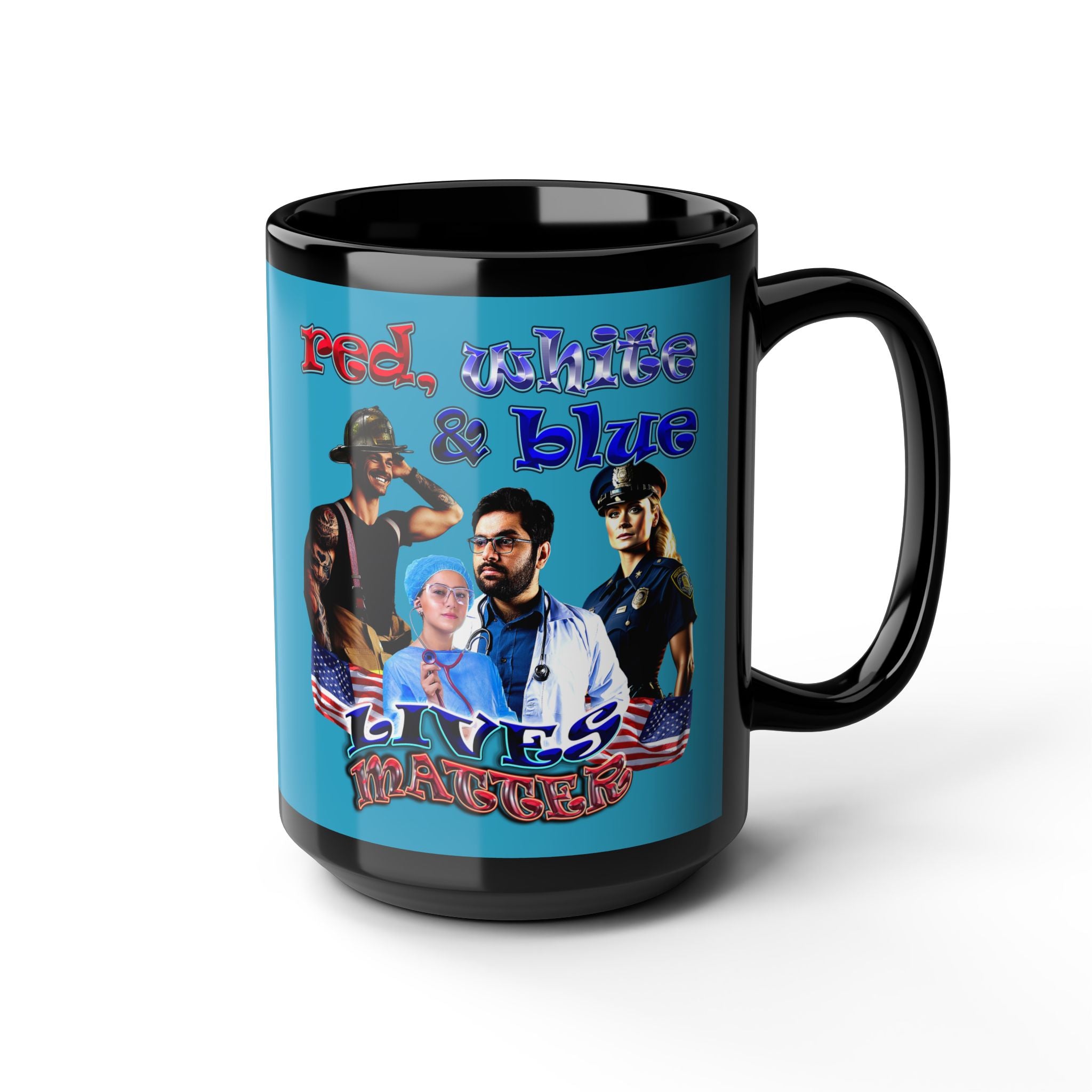 rw&b lives matter - Black Mug (turquoise)