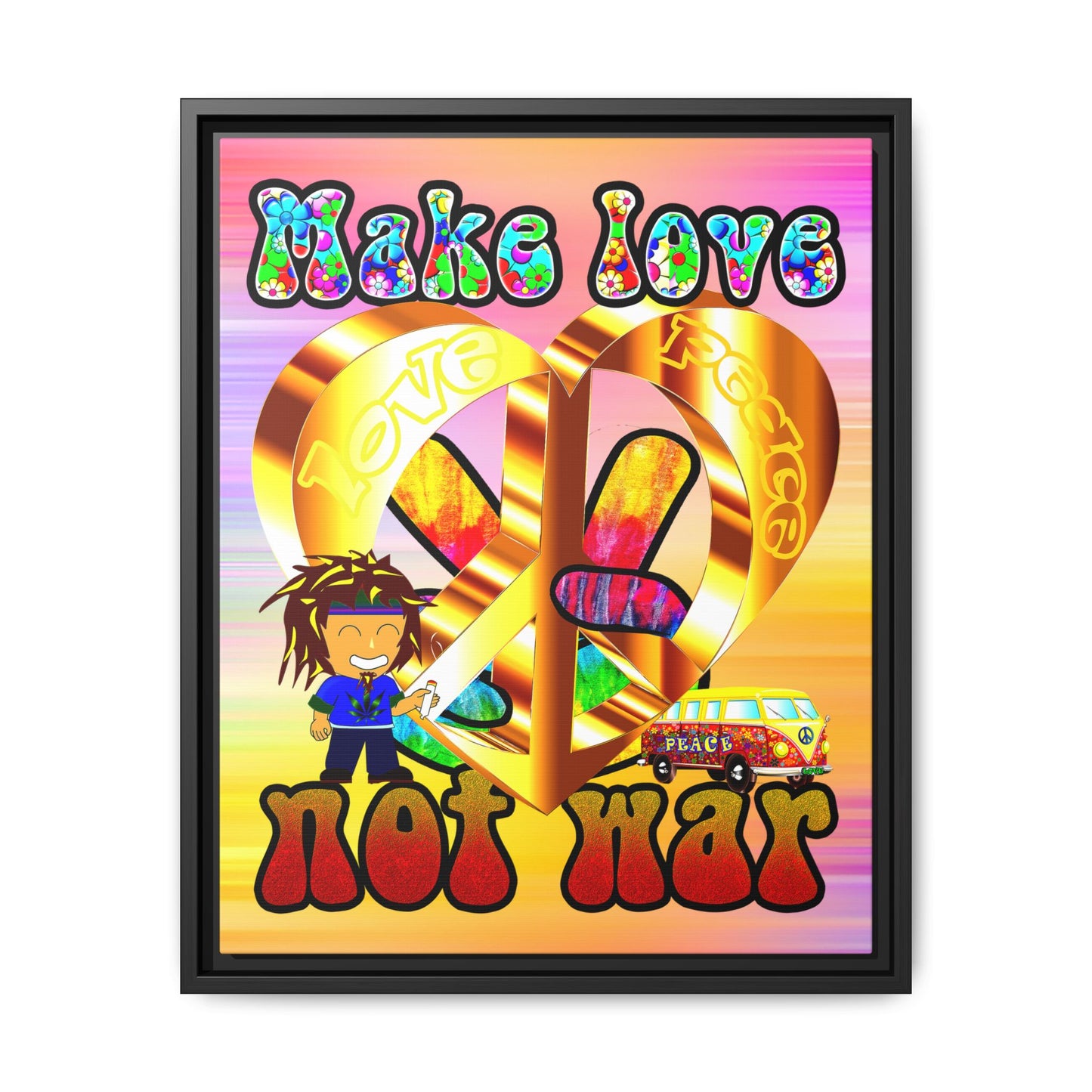 love peace - framed canvas art (color blur)