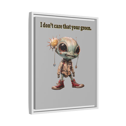 I don't care that your green - framed canvas art (light grey)