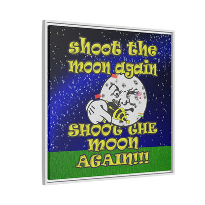 shoot the moon again - framed canvas art ('snoops' background)