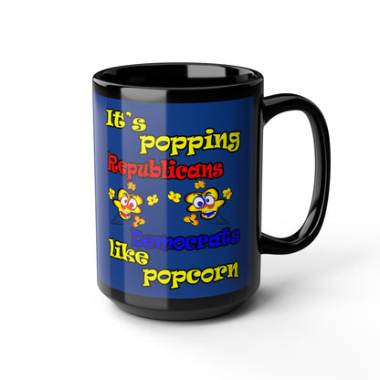 popping like popcorn - Black Mug (dark blue)