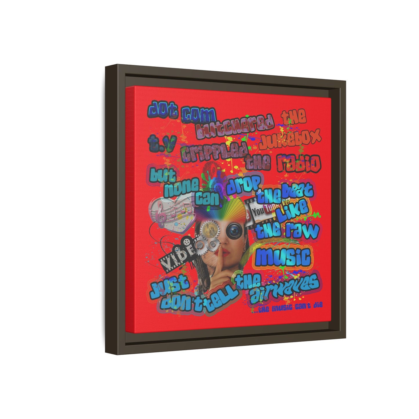 drop the beat - framed canvas art (red)
