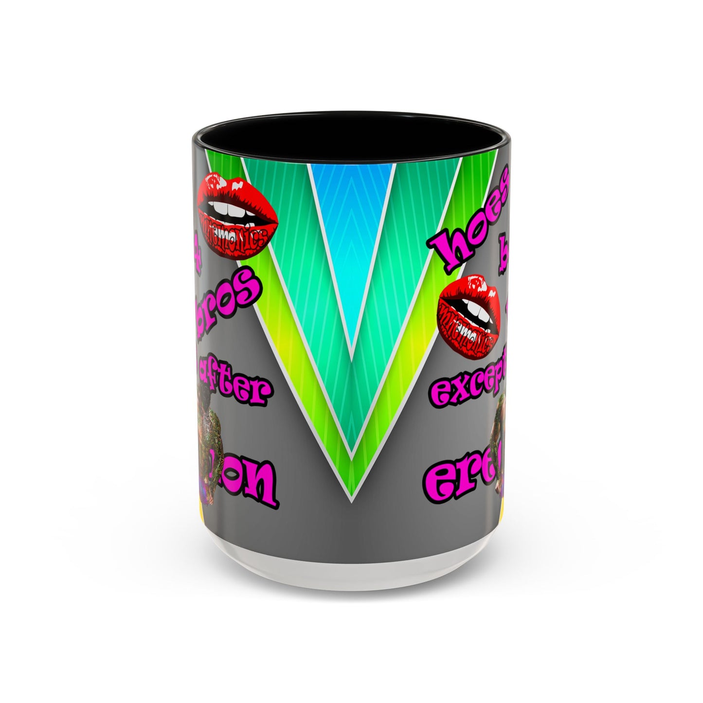 hoes b4 bros - Accent Mug (rainbow split)