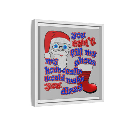 santa's shoes - framed canvas art (light grey)