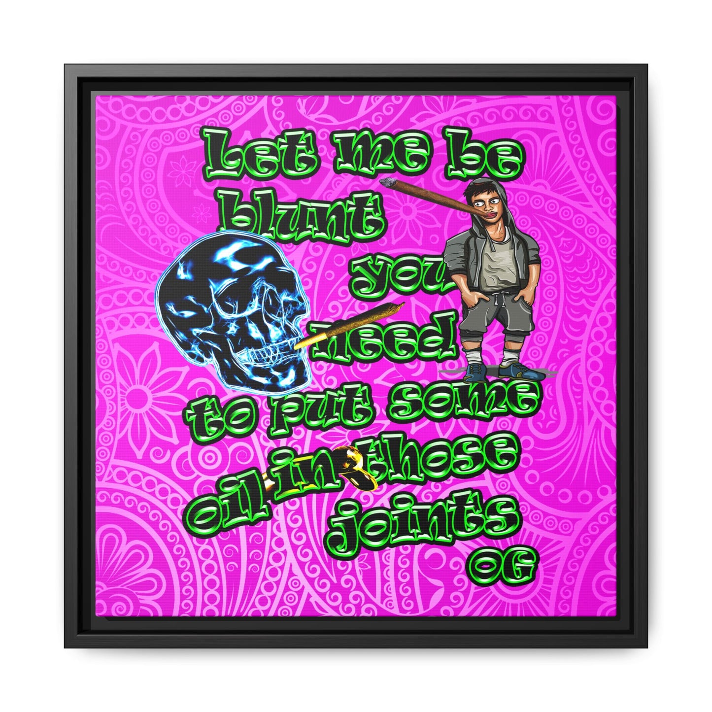og - framed canvas art (pink swirl)