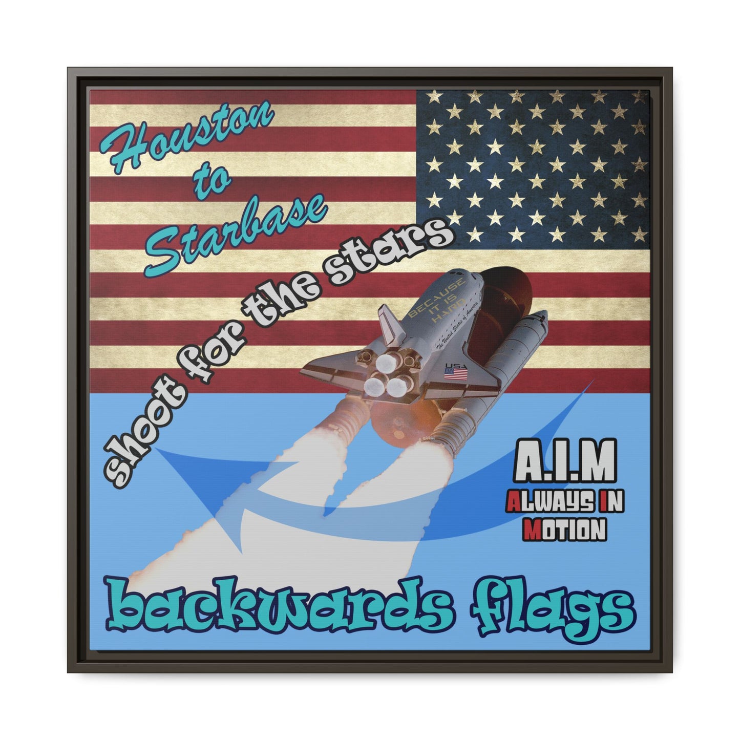 shoot for the stars - framed canvas art (light blue)