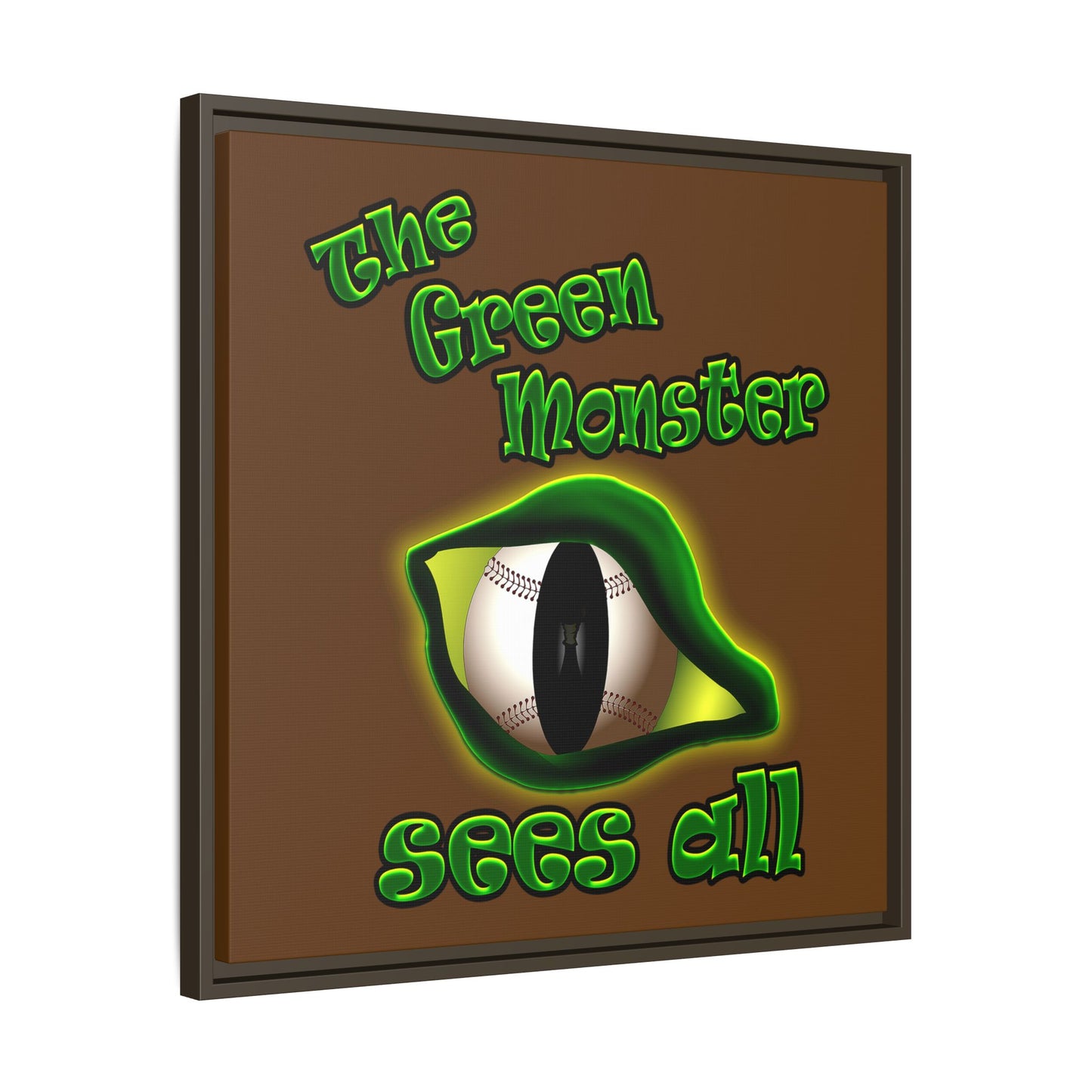 green monster - framed canvas art (brown)