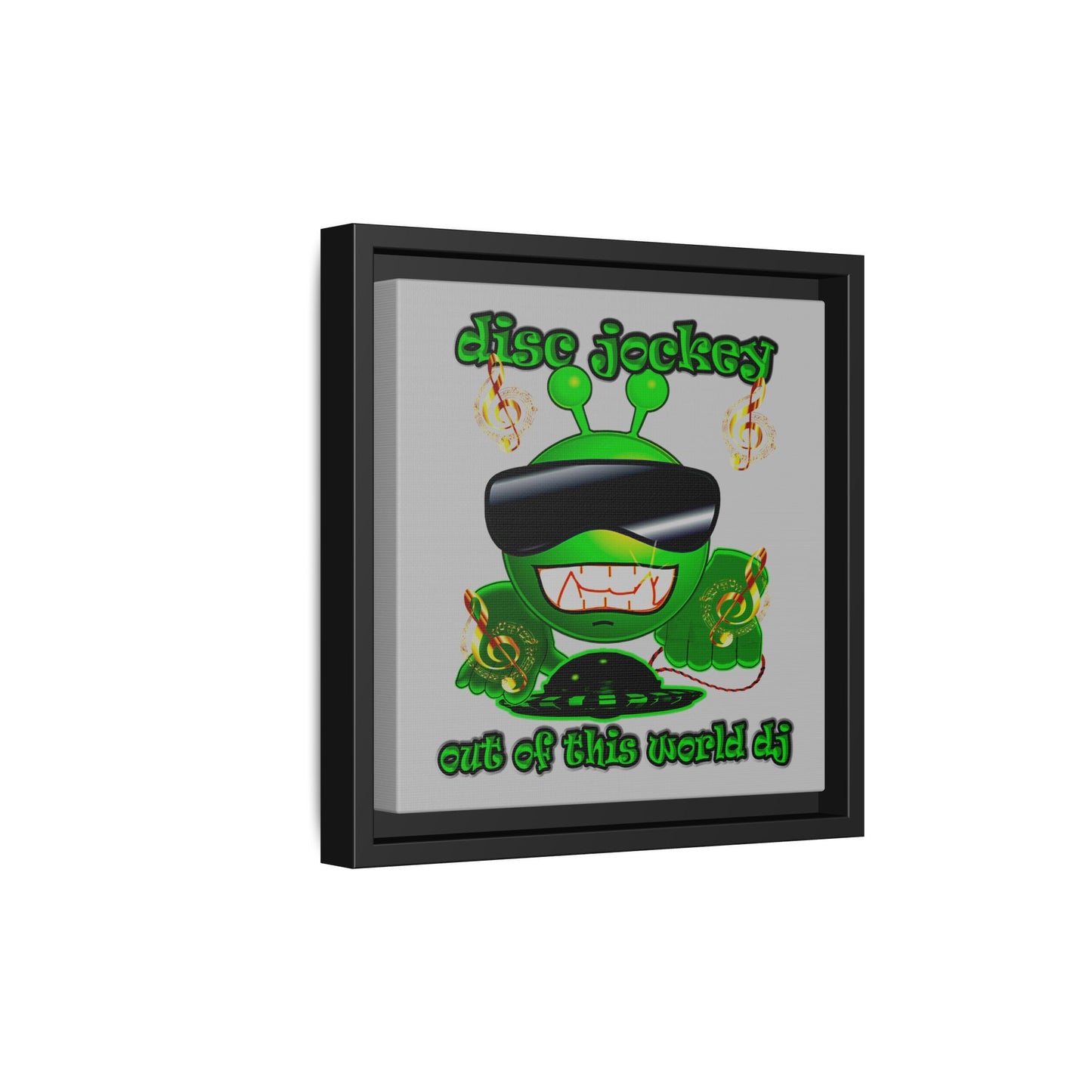 disc jockey - framed canvas art (light grey)